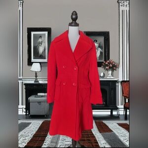 Max Mara Stunning Red Wool Coat Sz M